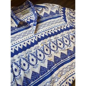 Kenny Flowers Limited Edition XL Hawaiian Print Short Sleeve Shirt Purple Blue